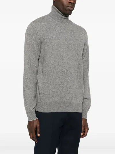 Brunello Cucinelli Men Cashmere Turtle-neck Sweater In Gray