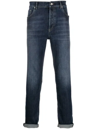 Brunello Cucinelli Blue Cotton Denim Regular Jeans In Blue