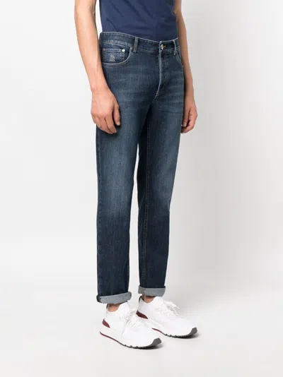 Brunello Cucinelli Blue Cotton Denim Regular Jeans In Blue