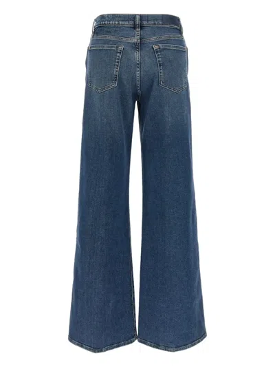 7 For All Mankind Womens Soho Dark Modern Dojo Flared-leg High-rise Denim-blend Jeans In Blue
