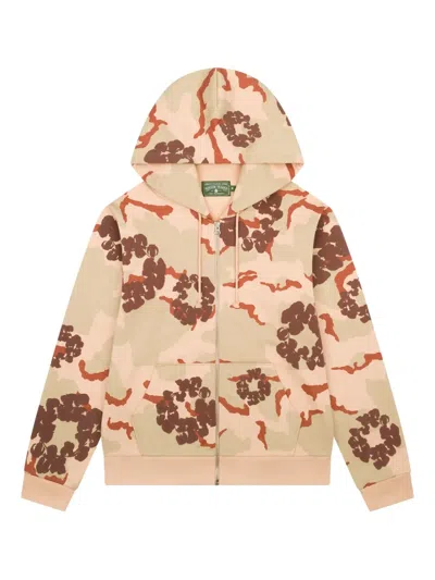 Denim Tears Printed Zip-up Hoodie In Neutral