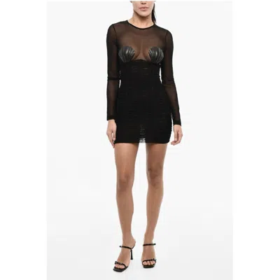 Dsquared2 Draped Mini Dress With Sheels Detail In Black
