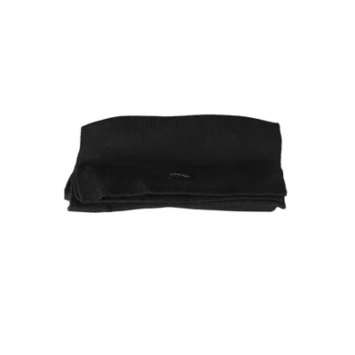 Calvin Klein Elegant Embroidered Cotton-cashmere Scarf In Black
