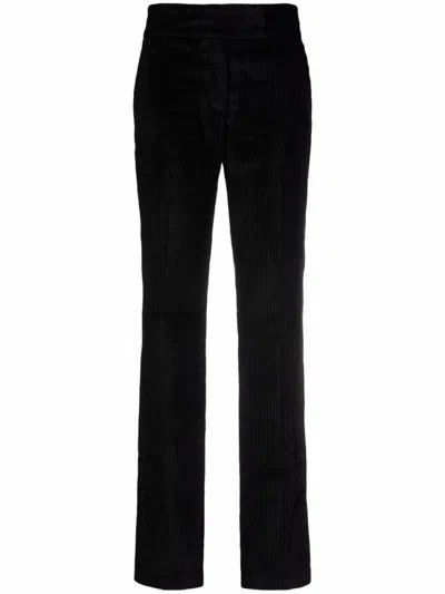 Fabiana Filippi Corduroy Striped Trousers Elasticated Waist In Black