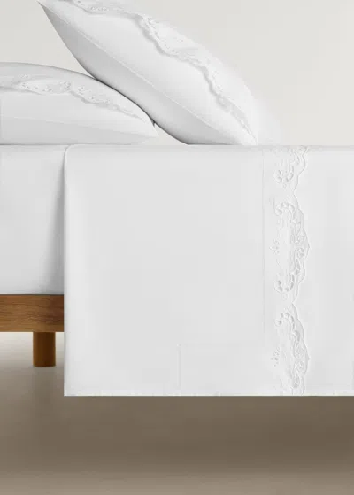 Mango Home Embroidered Cotton Top Sheet With Openwork Embroidery For 90 Cm Bed