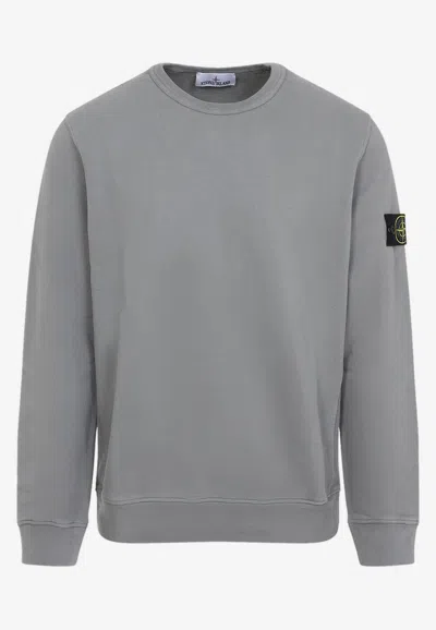 Stone Island Grey Cotton Crew Neck Sweater In Gray