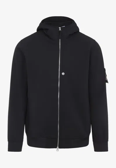Stone Island Logo Patch Windbreaker Jacket In Black
