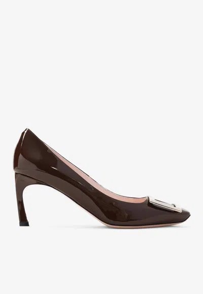 Roger Vivier Trompette 70 Pumps In Patent Leather In Brown