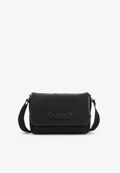 Tom Ford Leather-trimmed Logo Messenger Bag