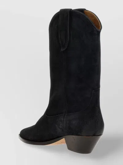 Isabel Marant Block Heel Mid-calf Suede Boots In Black