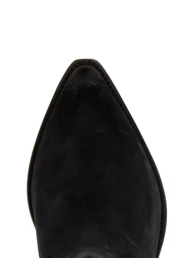 Isabel Marant Block Heel Mid-calf Suede Boots In Black