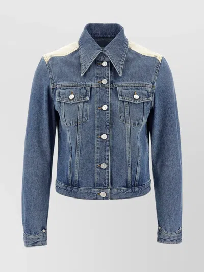 Givenchy Denim Jacket With Chest Pockets And Contrast Shoulder Panel In Blue