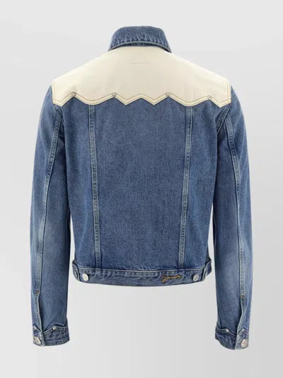 Givenchy Denim Jacket With Chest Pockets And Contrast Shoulder Panel In Blue