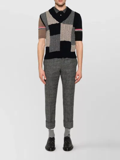 Thom Browne Multicolor Patchwork Baby Cable Intarsia V Neck Vest