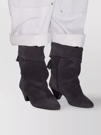 Isabel Marant Sculpted Cone Heel Boots With Tassel Detail In Black