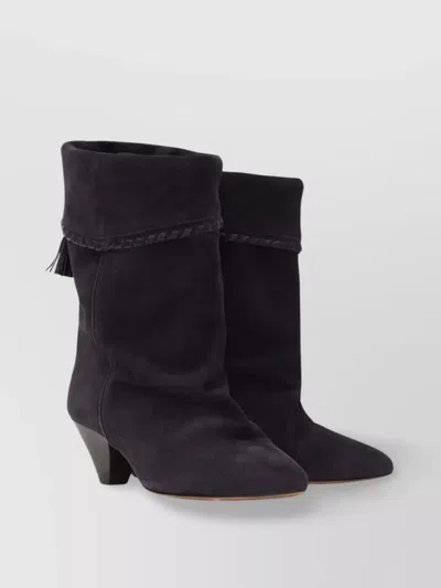 Isabel Marant Sculpted Cone Heel Boots With Tassel Detail In Black
