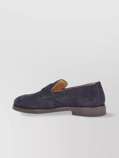 Brunello Cucinelli Mens Navy Flex Penny Suede Loafers In Blue