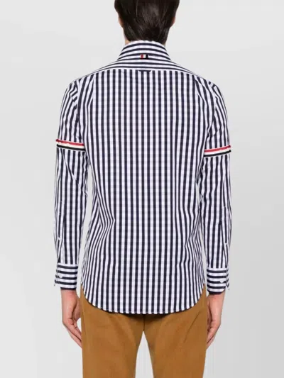 Thom Browne Gingham Check Poplin Shirt With Armband In Blue