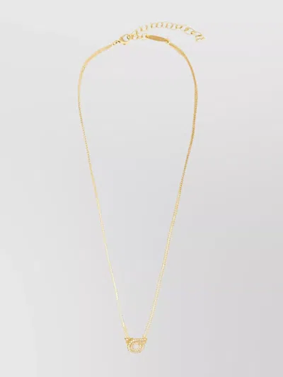 Ferragamo Necklace Featuring Pendant And Double Chain In Gold