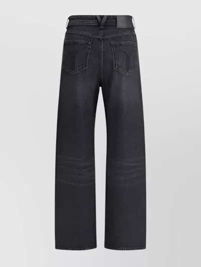 Versace Distressed Wide-leg Jeans Cut-outs In Black