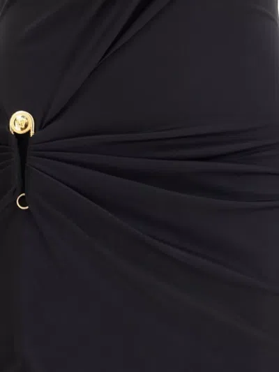 Versace Embellished Draped Stretch-jersey Gown In Black