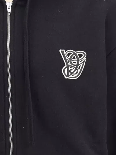 Valentino Garavani Brushed Cotton Hoodie With Vg Patch In Black