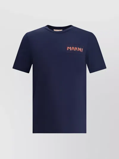 Marni T-shirt With Patch In Blue
