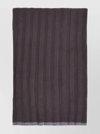 Brunello Cucinelli Ribbed Cashmere Scarf Beaded In Black