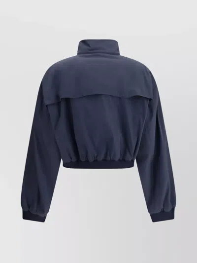 Miu Miu Buttoned Pockets Bomber Jacket In Blue