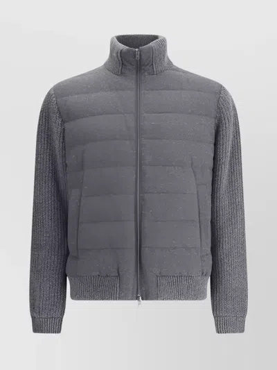 Herno Wool Bomber Jacket In Gray