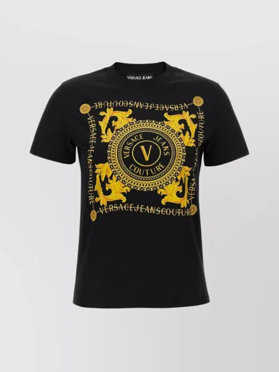 Versace Jeans Couture Crew Neck Graphic Print Short Sleeves T-shirt In Black
