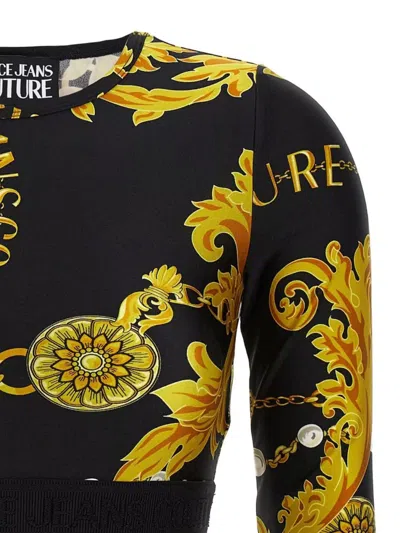 Versace Jeans Couture Black Longsleeve Tops With All-over Baroque Print