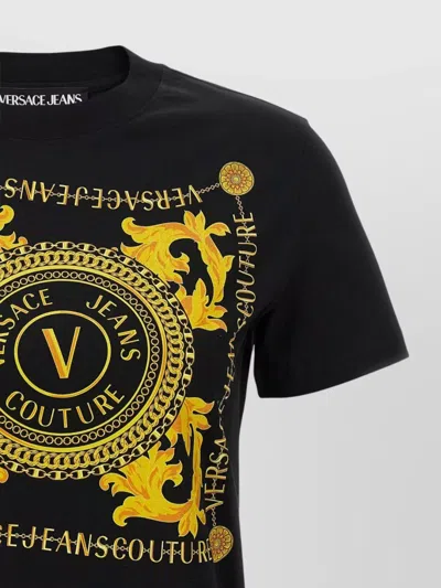 Versace Jeans Couture Crew Neck Graphic Print Short Sleeves T-shirt In Black