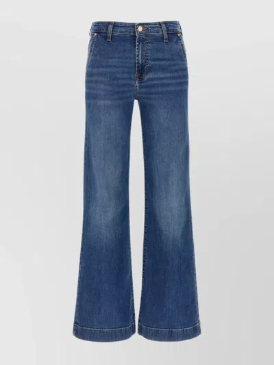 7 For All Mankind Wide-leg Jeans With Faded Wash And Belt Loops In Blue