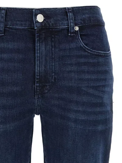 7 For All Mankind Rolled Cuffs Slim Fit Denim In Blue