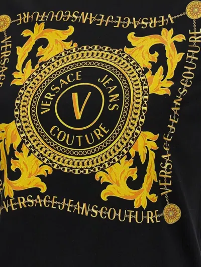 Versace Jeans Couture Crew Neck Graphic Print Short Sleeves T-shirt In Black