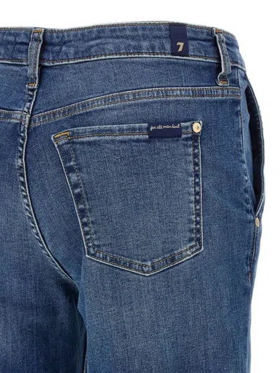 7 For All Mankind Wide-leg Jeans With Faded Wash And Belt Loops In Blue