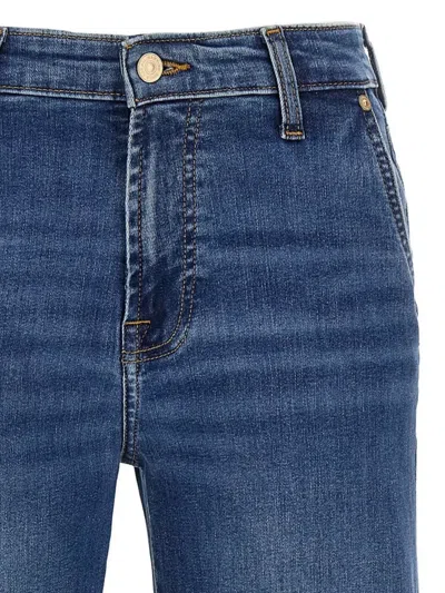 7 For All Mankind Wide-leg Jeans With Faded Wash And Belt Loops In Blue