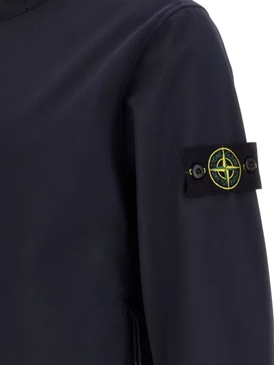 Stone Island 'soft Shell-r E.dye®technology' Hooded Jacket In Blue