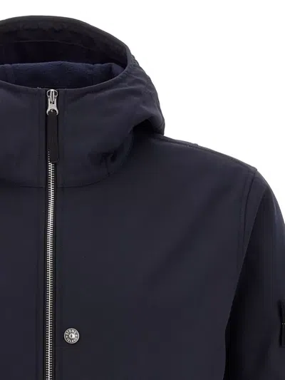 Stone Island 'soft Shell-r E.dye®technology' Hooded Jacket In Blue