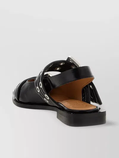 Ganni Buckle Ballerinas In Black