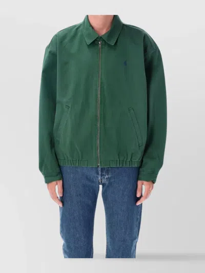 Polo Ralph Lauren Bomber Jacket Cotton Dropped Shoulders In Green