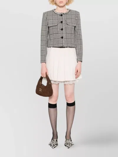 Self-portrait Wool Houndstooth Tailored Jacket Jackets Multicolor In Black