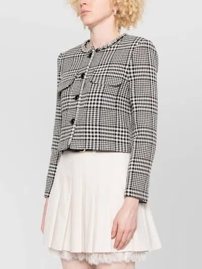 Self-portrait Wool Houndstooth Tailored Jacket Jackets Multicolor In Black