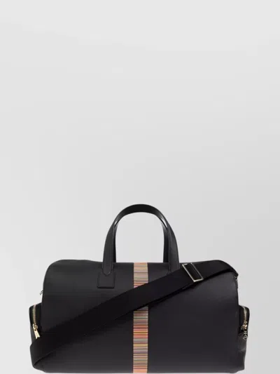 Paul Smith Striped Leather Holdall With Adjustable Shoulder Strap