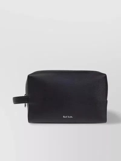 Paul Smith Leather Washbag With Carry And Side Handles