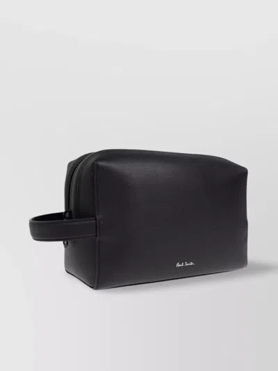 Paul Smith Leather Washbag With Carry And Side Handles
