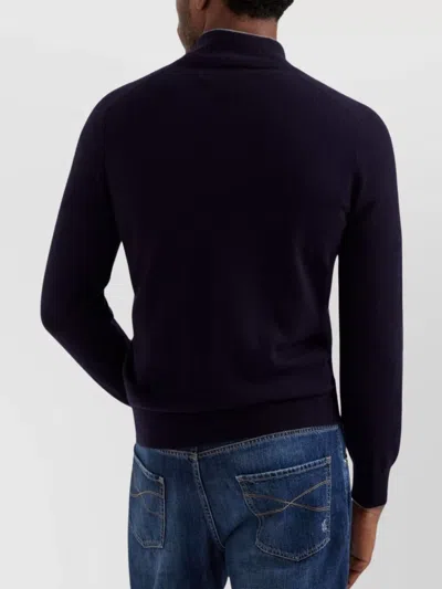 Brunello Cucinelli Ribbed Collar High Neck Sweater In Black