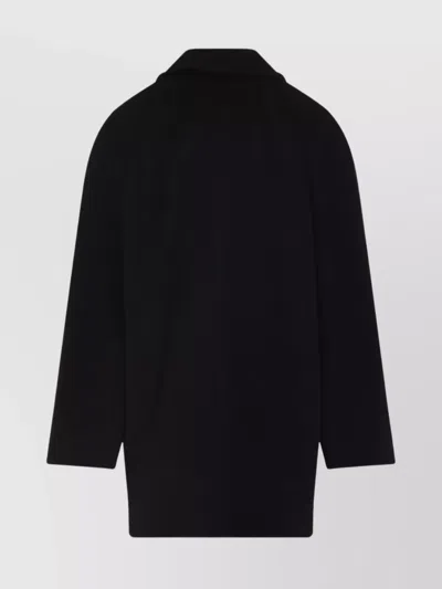 Max Mara Double-breasted Wool Cashmere Coat With Notched Collar In Black