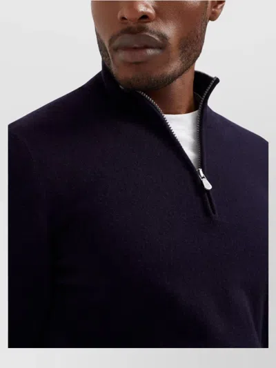 Brunello Cucinelli Ribbed Collar High Neck Sweater In Black